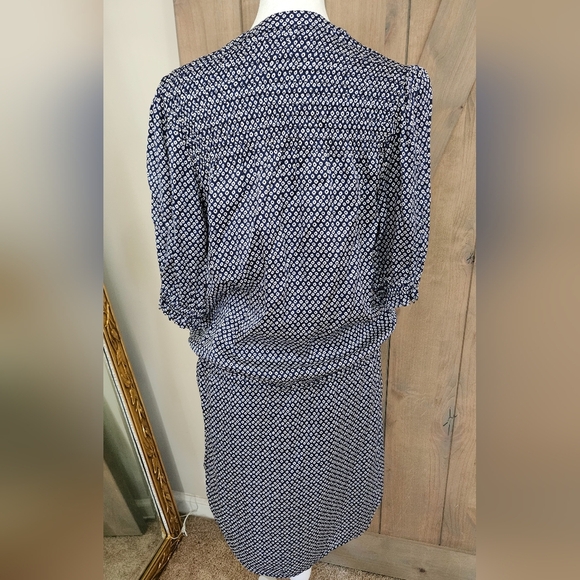 ANTHROPOLOGIE Sundays Tie Waist 3/4 Sleeved Mini Dress In Navy/white Spot.Size 0 - Picture 7 of 12